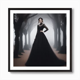 Gothic Woman In A Black Dress Art Print