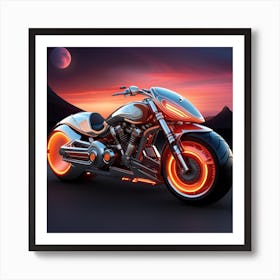 Motorcycle In The Night 1 Art Print