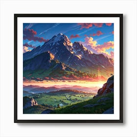 Sunset In The Mountains 12 Art Print