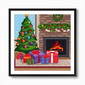 Christmas Presents Under Christmas Tree At Home Next To Fireplace (54) Art Print