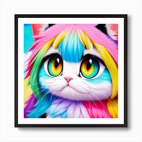 Rainbow Cat pastels Art Print