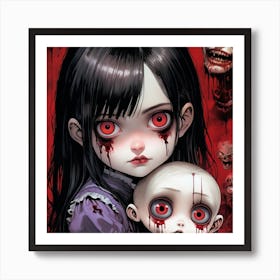 Girl With Red Eyes 1 Art Print