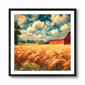 Barn In The Wheat Field 1 Art Print