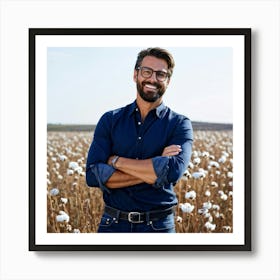 Man In Cotton Field 1 Art Print