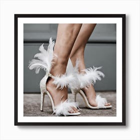 Heels,feather,shoes,design Art Print