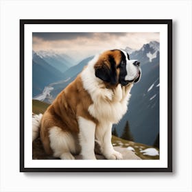 St Bernard Dog 30 Art Print