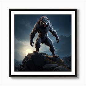 Default A Dynamic And Courageous Werewolf Standing Atop A Rugg 0 Art Print