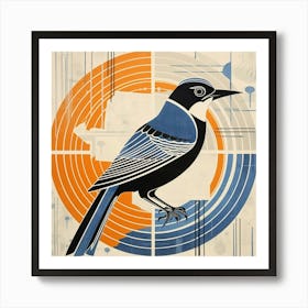 Retro Bird Lithograph Blue Jay 1 Art Print