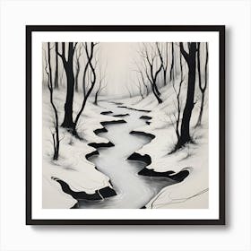 Stream In The Snow Art Print