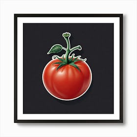 Tomato On Black Background 2 Art Print