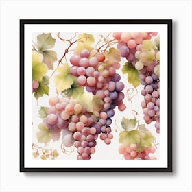 Pink grapes, White grapes, Vine 1 Art Print