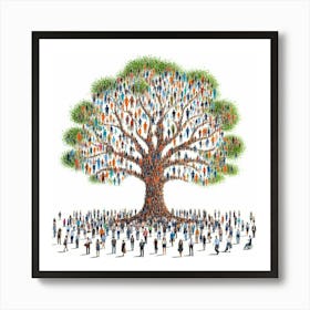 Group Of People In A Tree Art Print