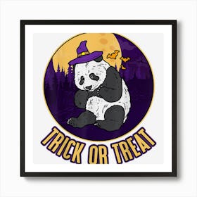 Shy Panda In A Witch Hat Trick Or Treat Halloween For Kids Art Print