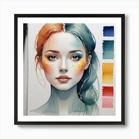 Watercolor Of A Girl Art Print