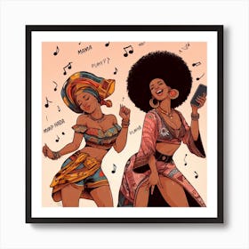 Two African Women Dancing Art Print