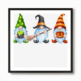 Retro Halloween Gnomes Cute Autumn Pumpkin Fall Funny Art Print