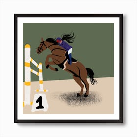 Equestrian Girl Square Art Print