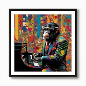 Chimpanzee at the Piano Art Print