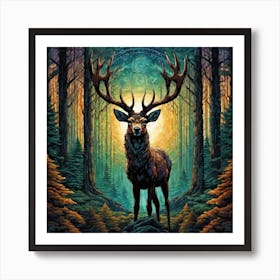 Deer In The Forest 58 Art Print