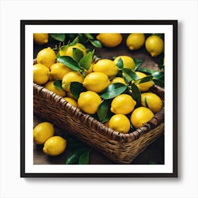 Lemons In Basket Art Print