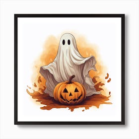 Ghost And Pumpkin Art Print