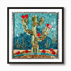 Mosaic Cactus I Art Print