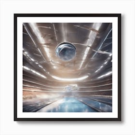 A Futuristic Sports Arena With Anti Gravity Technology, Hosting Exhilarating Zero Gravity Competitio (1) Art Print