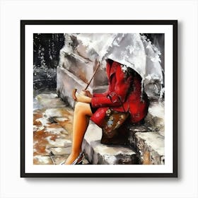 Girl With Umbrella 1 Art Print