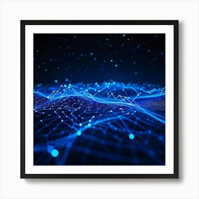 An Abstract Intricate Network Design Glowing With Intense Blue Astounding Waves Coursing Through C (2) Art Print