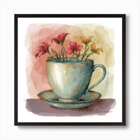 Flowers In A Teacup Art Print