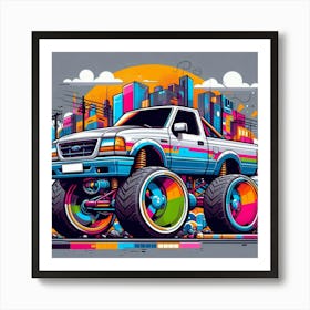 Ford Ranger Pickup Truck Vehicle Colorful Comic Graffiti Style Art Print