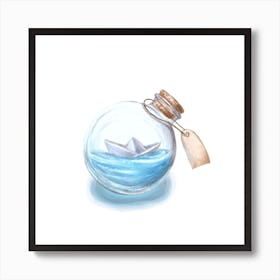 Bottle With Boat Inside Art Print