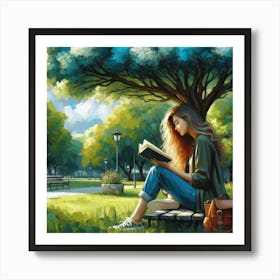 Girl Reading A Book 2 Art Print