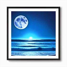 Full Moon Over The Ocean 56 Art Print