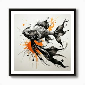 Default One K Fish In Calligraphy Style Splash Effects Ink Blo 0 Art Print