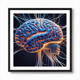 Human Brain 3d Illustration 5 Art Print