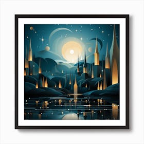 Night City Landscape Art Print