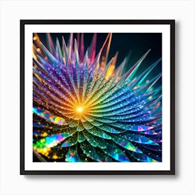 A Glossy Vibrant Color Flower Shaped Crystal Formation Picture Art Print