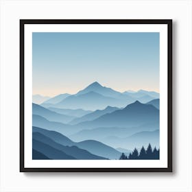 Misty mountains background in blue tone 65 Art Print
