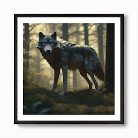 Wolf In The Woods 49 Art Print