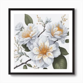 White Flowers myluckycharm3 Art Print