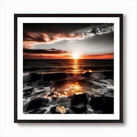 Sunset At The Beach 505 Art Print