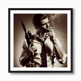 Secret Agent Templar 1/4 (spy mission impossible bond mi5 assassin action movie gun smoking cigarette alpha hunt mif bourne ryan) Art Print