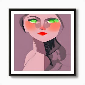 Portrait Of A Woman With Green Eyes Art Print