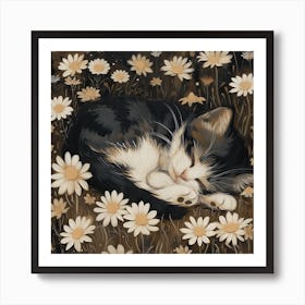 Sleeping Kitten Fairycore Painting 4 Art Print