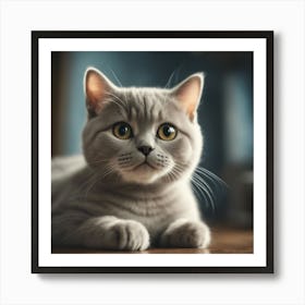 A Cute British Shorthair Kitty, Pixar Style, Watercolor Illustration Style 8k, Png (14) Art Print