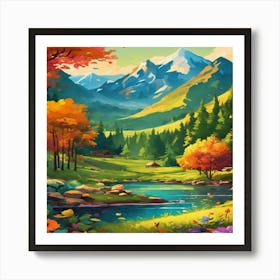 Autumn Landscape Painting Art Print