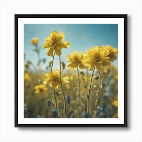 Yellow Flowers In A Field 34 Art Print