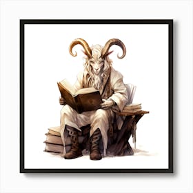 Goat Reading A Book Art Print