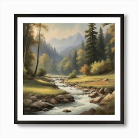 Stream In The Mountains art print Art Print